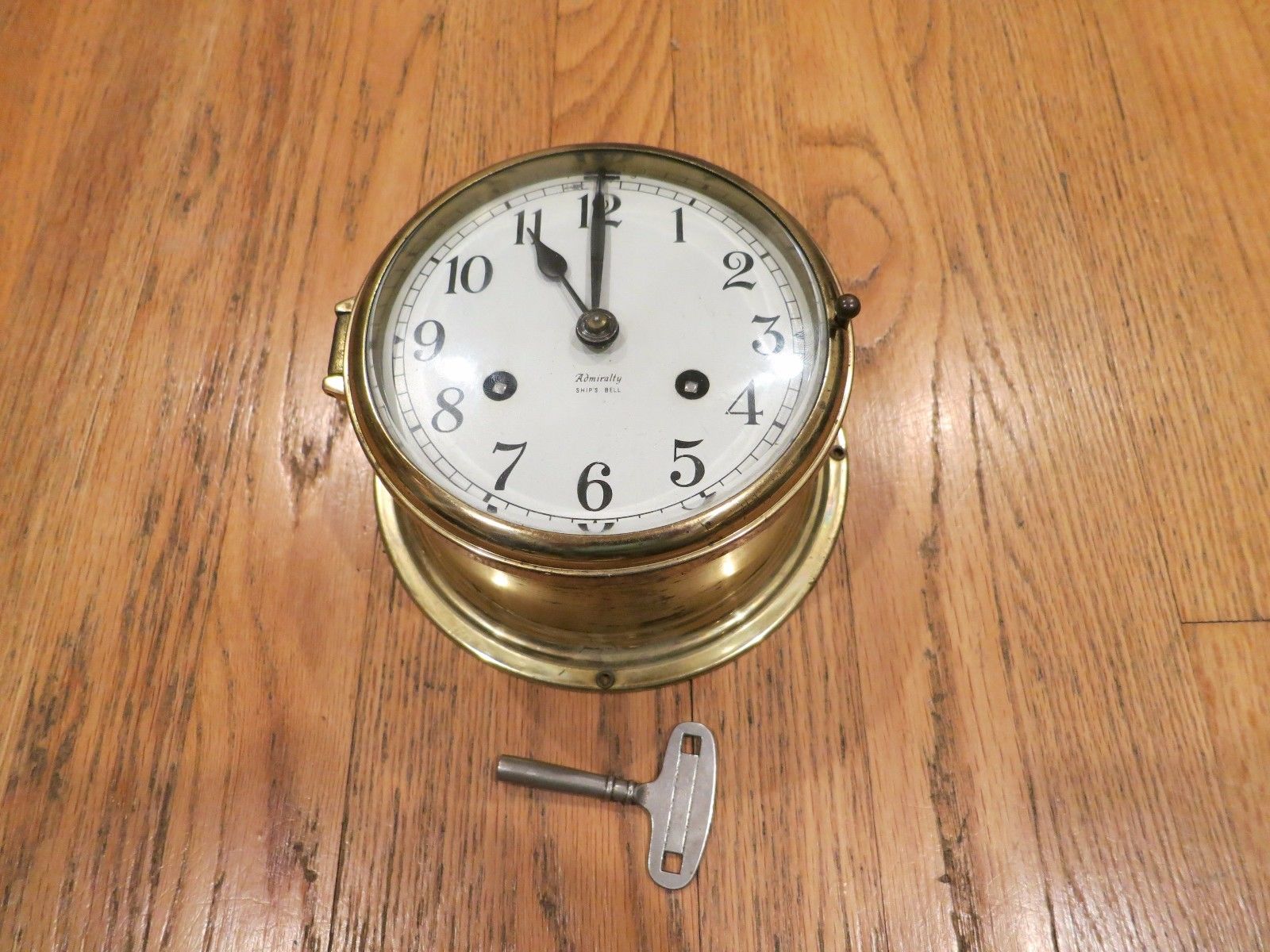 ANTIQUE FULTON ADMIRALTY SHIP'S BELL CLOCK GERMANY w/KEY – FOR PARTS OR REPAIR
