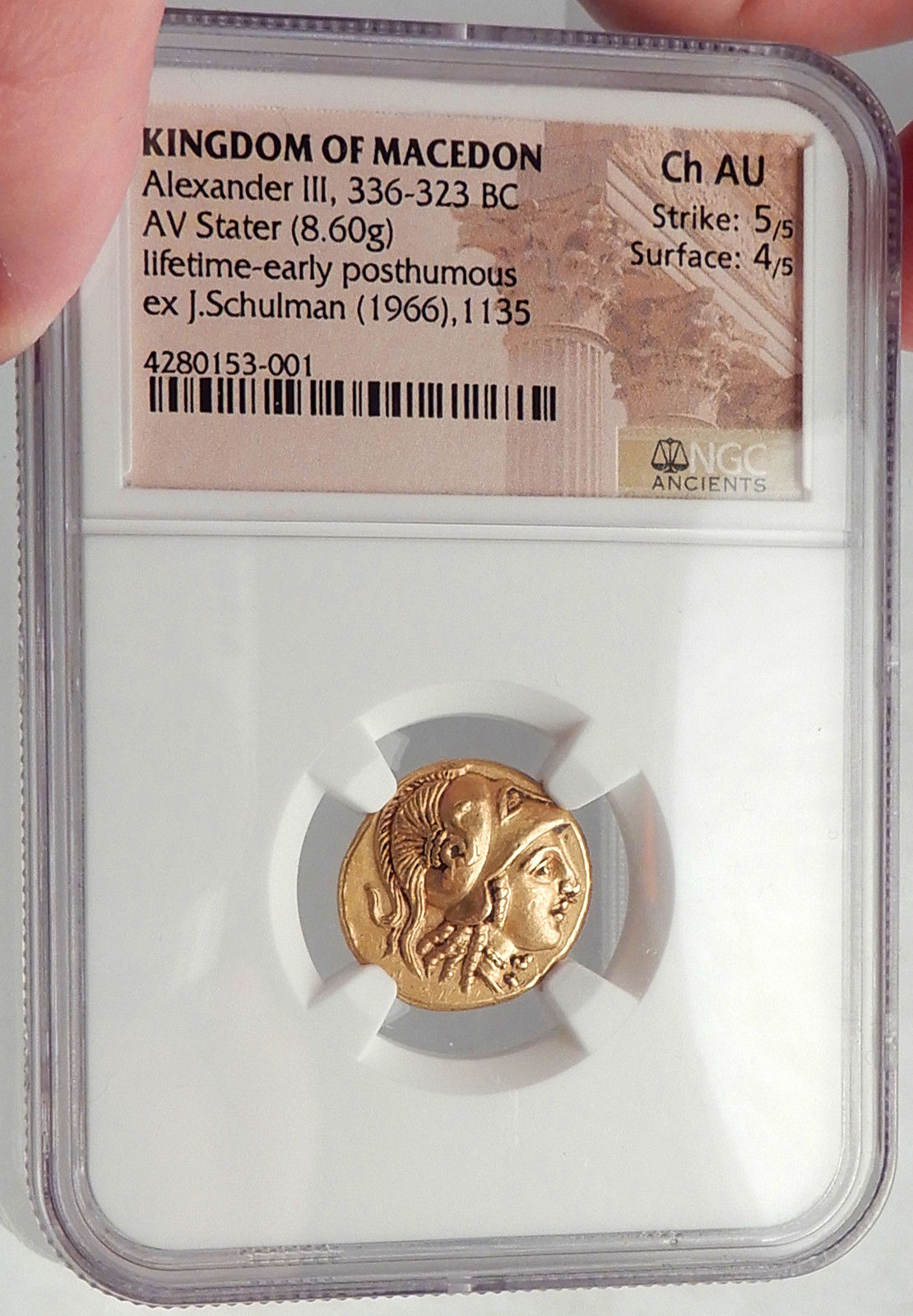 ALEXANDER III the Great - NGC Certified Ch AU Authentic Ancient Greek GOLD Coin