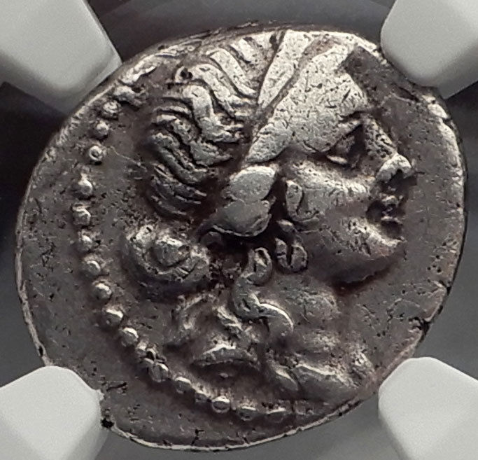 JULIUS CAESAR 48BC Ancient Roman Coin VENUS TROY Rome HERO AENEAS NGC i58858