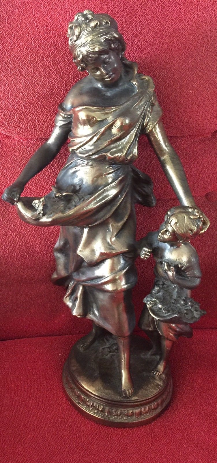 Vintage Bronze  Mother And Child Lrg Statue 20" Italy-Atlantis