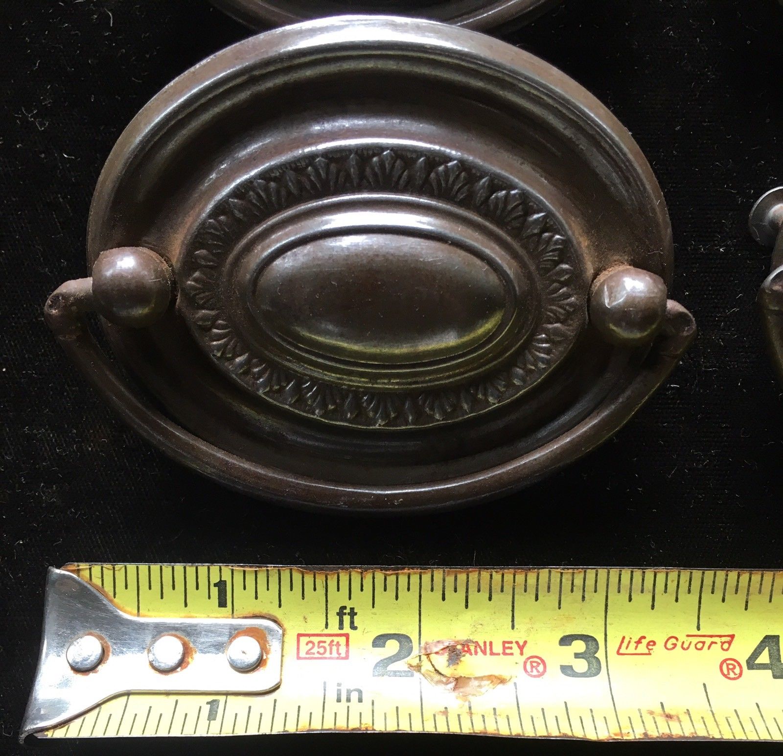 LOT 8 Duncan Phyfe Hepple White Antique Hardware Vintage Brass Plate Drawer Pull