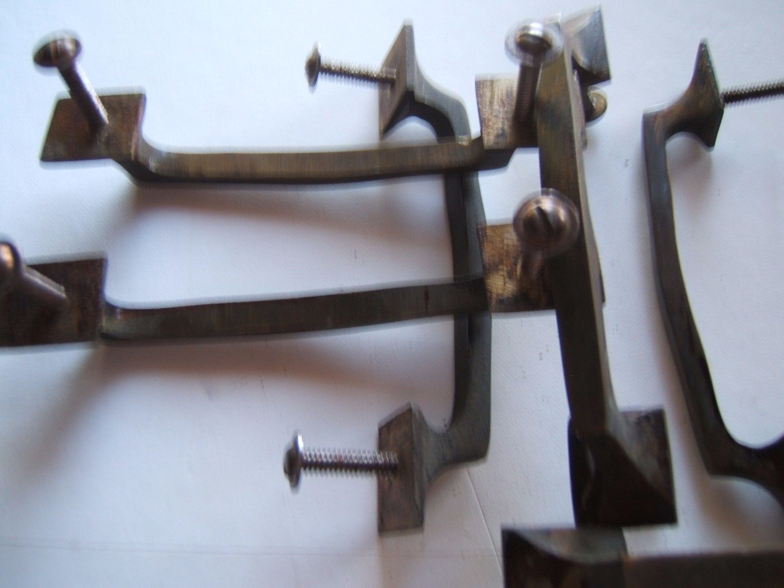 6 VINTAGE  brass DRAWER HANDLES PULLS