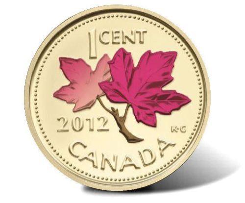2012 Canadian Penny Gilded 24 Gold and Colored Red Leaves. RARE COINS