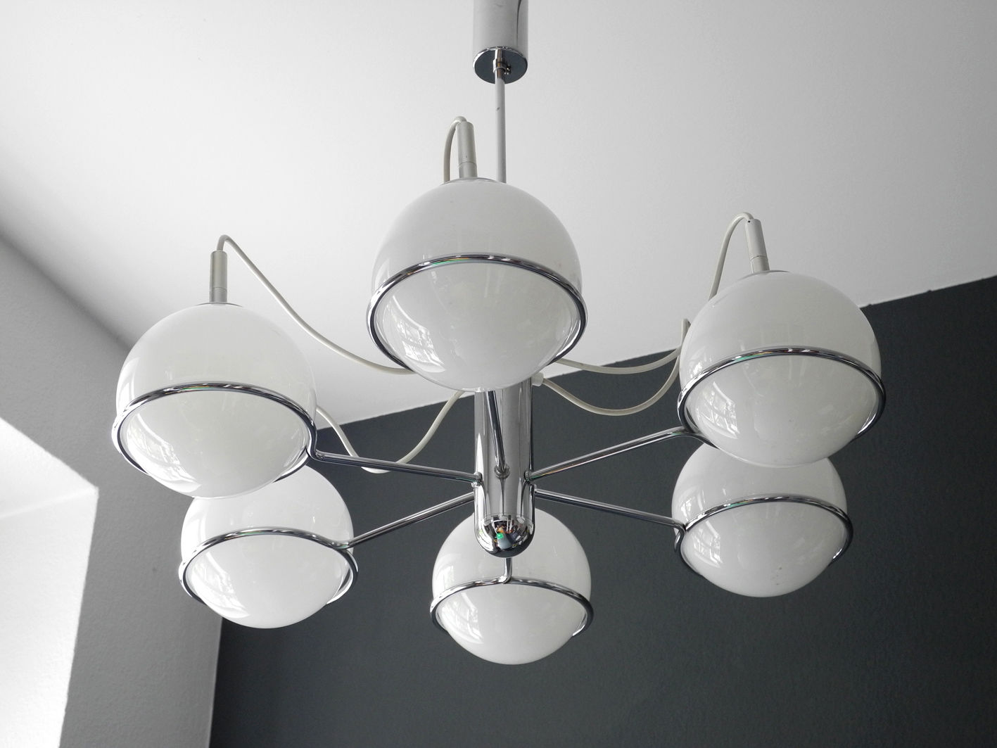 Italian 60s Pop Art Space Age ceiling lamp 6 glass balls | Sarfatti Colombo era