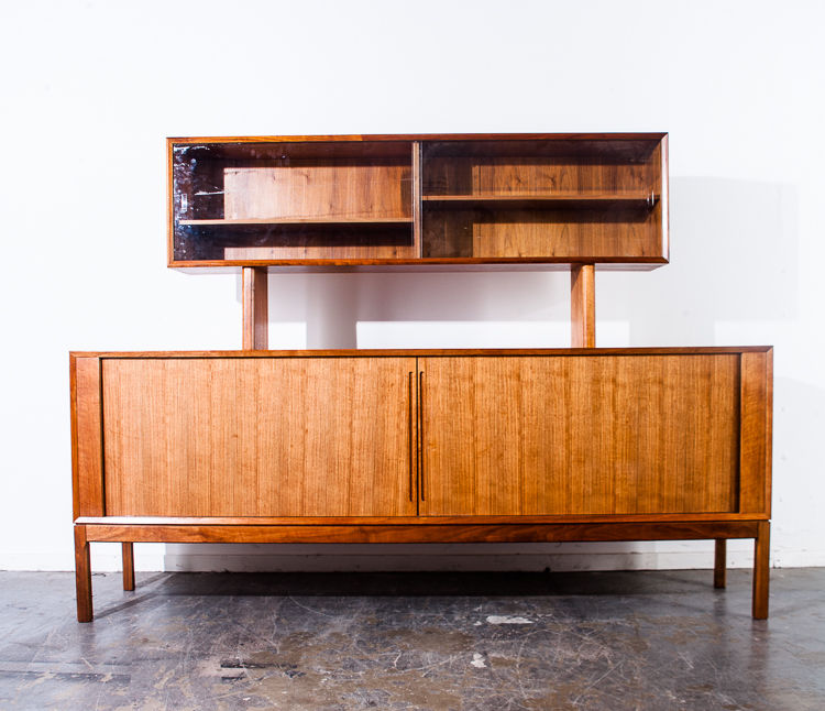 Mid Century Danish Modern Credenza Sideboard Aksel Kjersgaard Teak Tambour Door