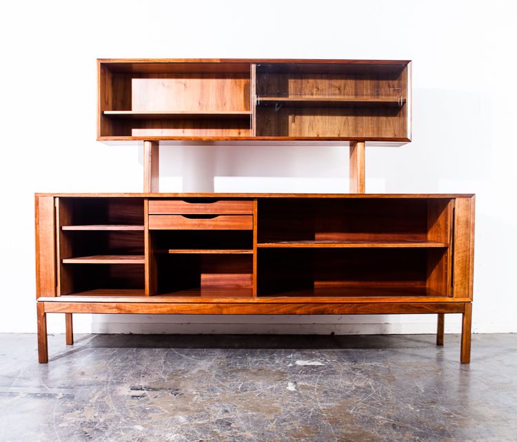 Mid Century Danish Modern Credenza Sideboard Aksel Kjersgaard Teak Tambour Door