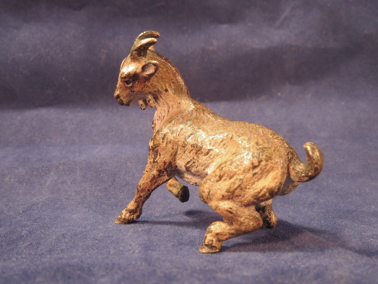 Vintage Vienna Bronze goat, prancing, cold painted