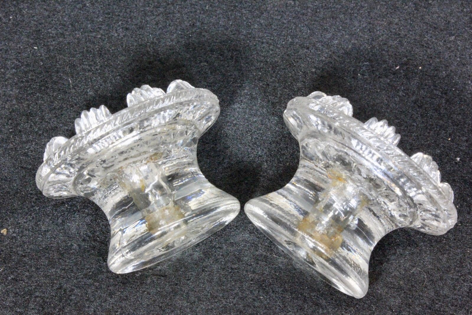 2 old knobs 2 1/16” drawer pulls closet door crystal glass vintage 1800’s short