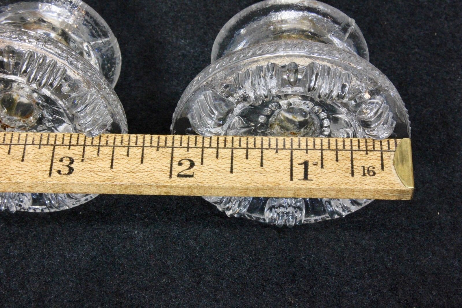 2 old knobs 2 1/16” drawer pulls closet door crystal glass vintage 1800’s short