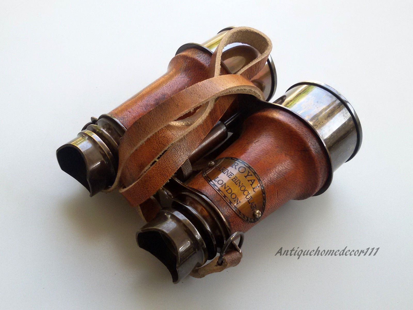 BRASS ANTIQUE  BINOCULAR - VINTAGE COLLECTIBLE BINOCULAR WITH LEATHER BELT