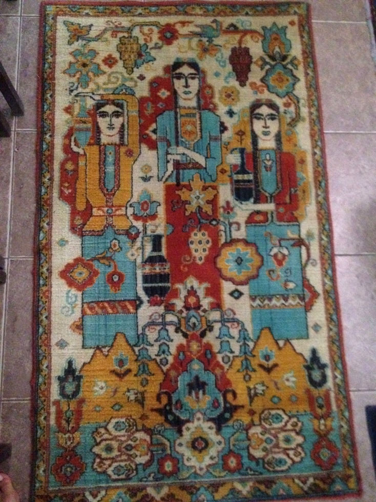 1960s Soviet RUSSIAN- ARMENIAN Caucasian socialist realism RUG CARPET Wine Grape