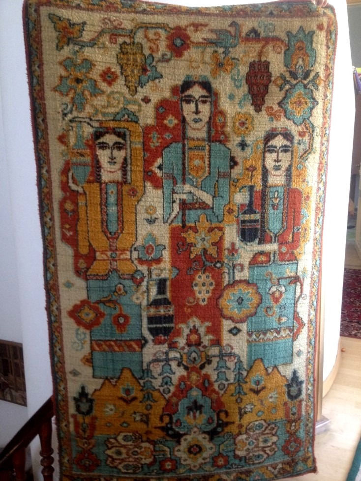 1960s Soviet RUSSIAN- ARMENIAN Caucasian socialist realism RUG CARPET Wine Grape