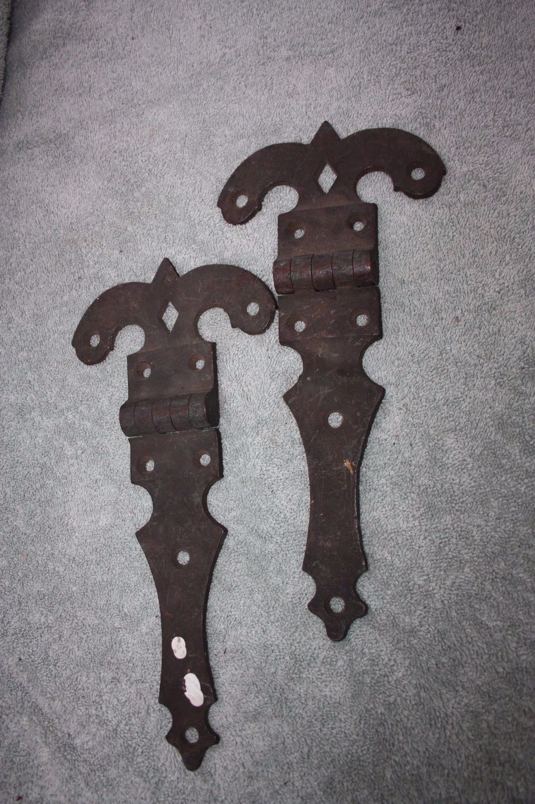 Set of Two Large Antique BRONZE Door / Strap Hinges