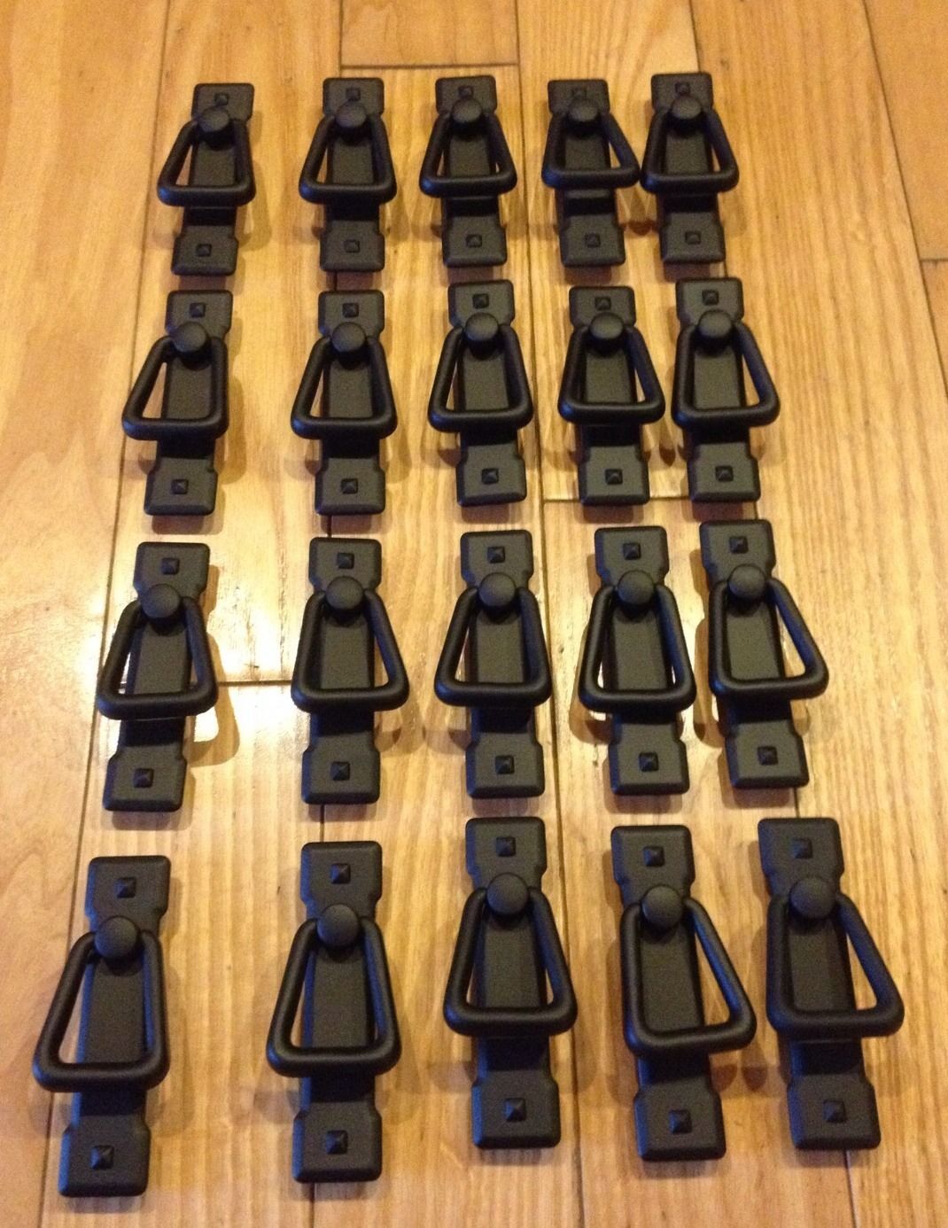 Lot Of (20) Flat Black Trunk Cabinet Chest Handle Pulls Cast Iron Style Mission