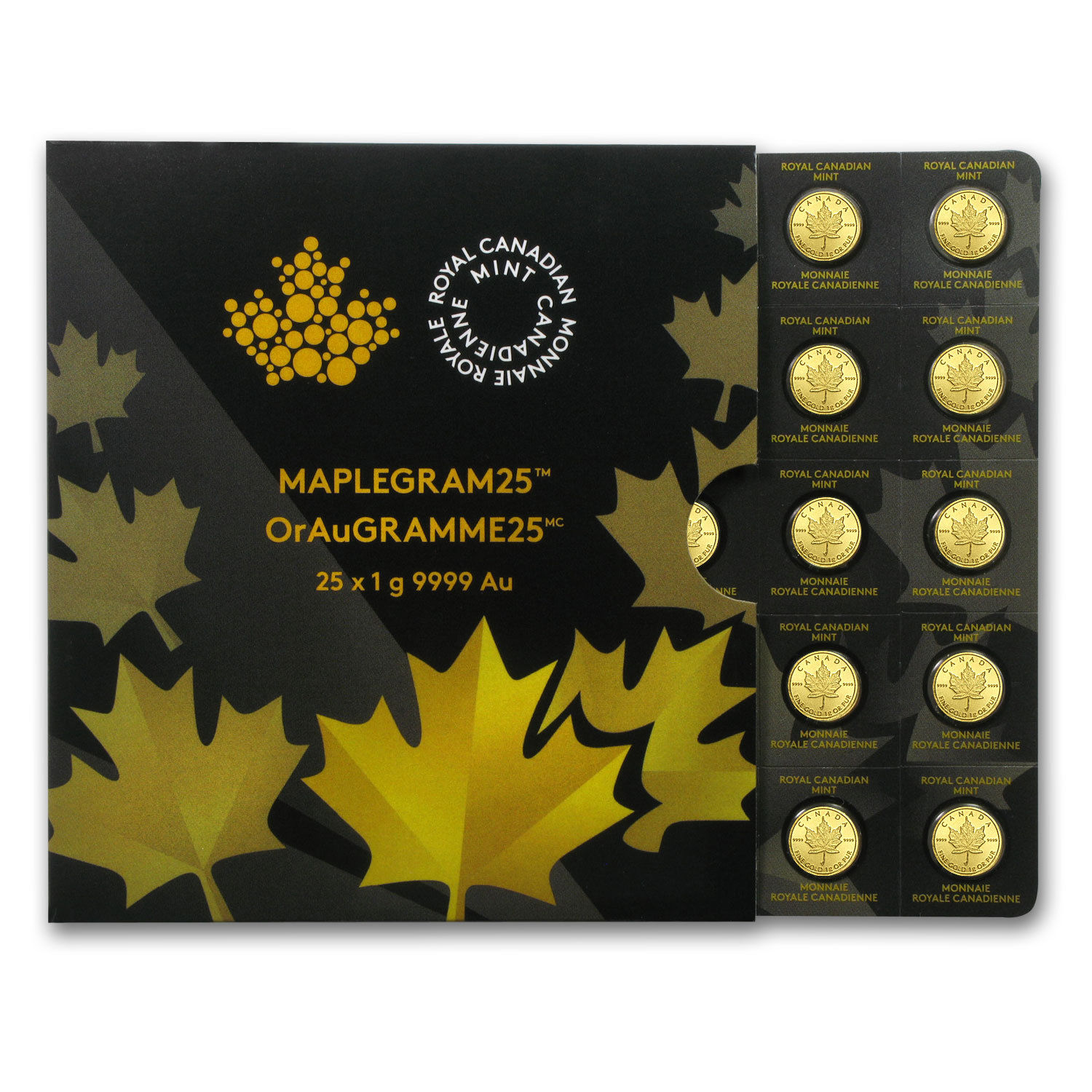 2015 25x 1 gram Gold Maple Leafs - Maplegram25™ (In Assay Sleeve) - SKU #86165