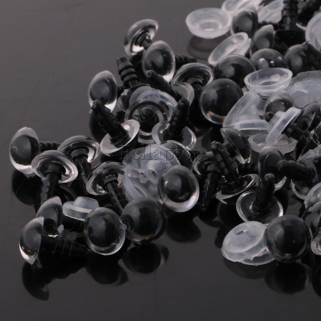 100pcs 8/10/12mm Plastic Safety Eyes with BACK for Teddy Bear Stuffed Dolls Toy