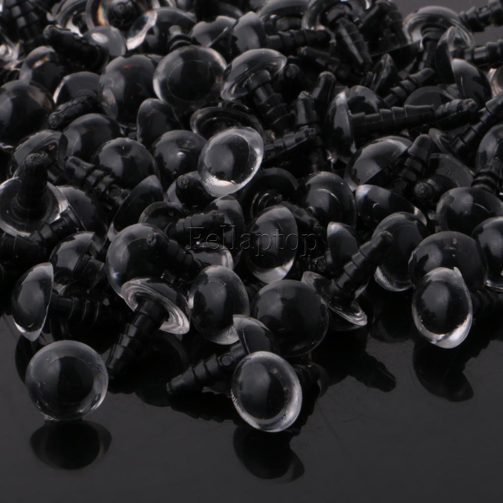 100pcs 8/10/12mm Plastic Safety Eyes with BACK for Teddy Bear Stuffed Dolls Toy