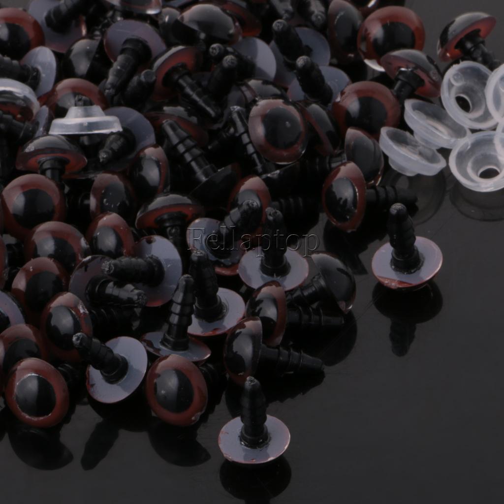 100pcs 8/10/12mm Plastic Safety Eyes with BACK for Teddy Bear Stuffed Dolls Toy