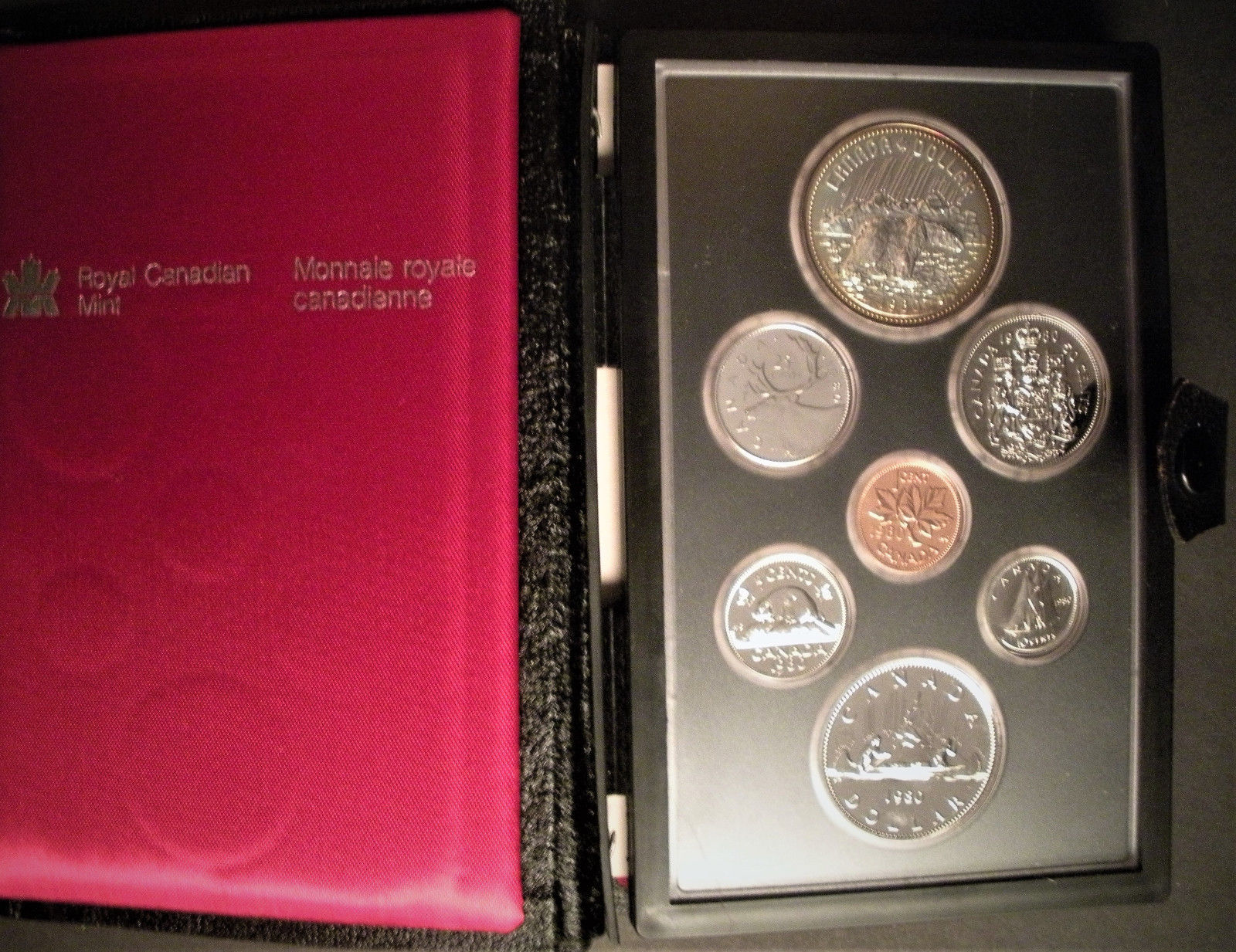 1980 Canada Double Dollar Coin Set - 7 Coins - Polar Bear Silver Dollar - RCM