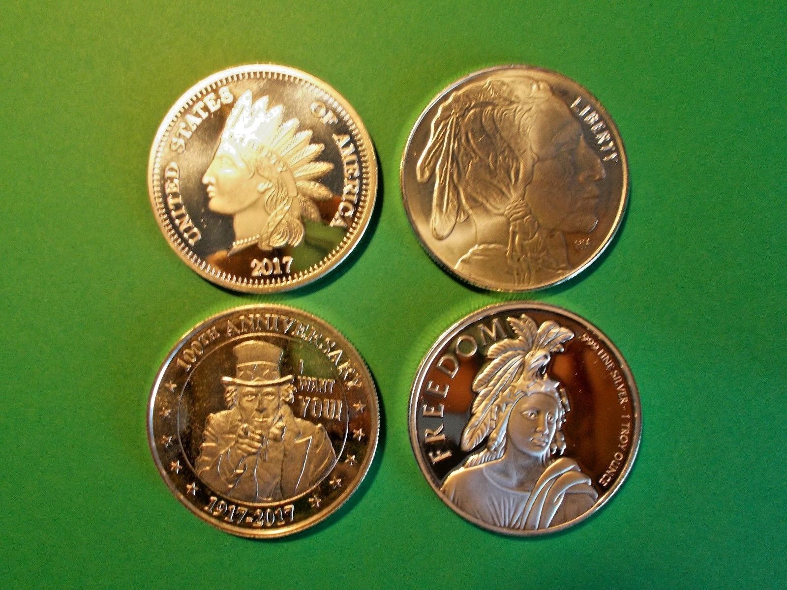 Lot of 4 - 1 Oz. .999 BU SILVER ROUNDS . Another Outstanding Group.