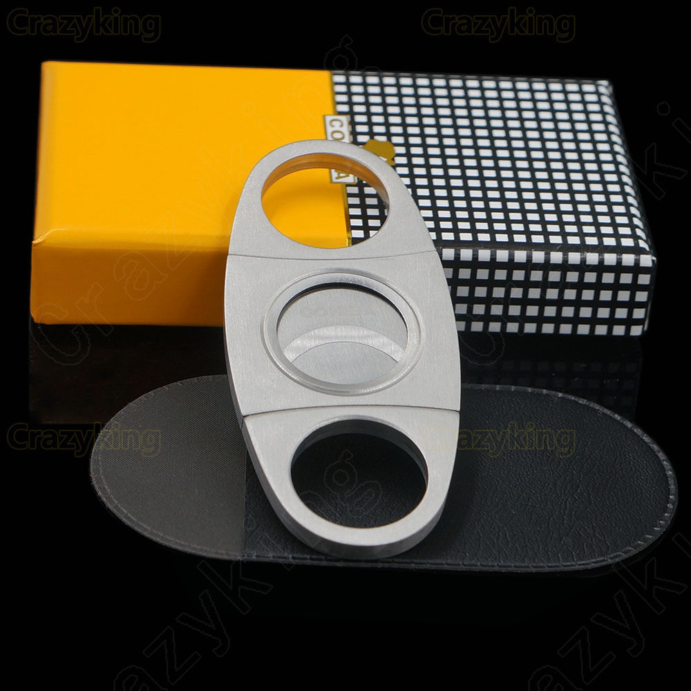 Cohiba Stainless Steel 2 Blade Cigar Cutter Scissors With Black Case In Gift Box