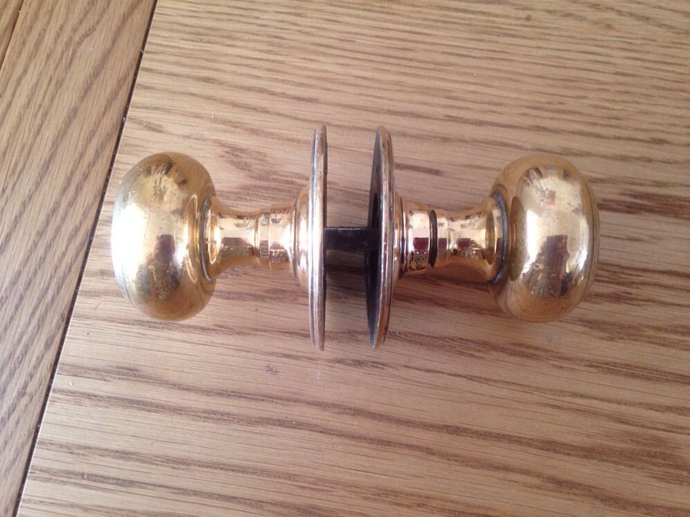 Original Old Victorian Brass Door Knobs Nice 1x Pair