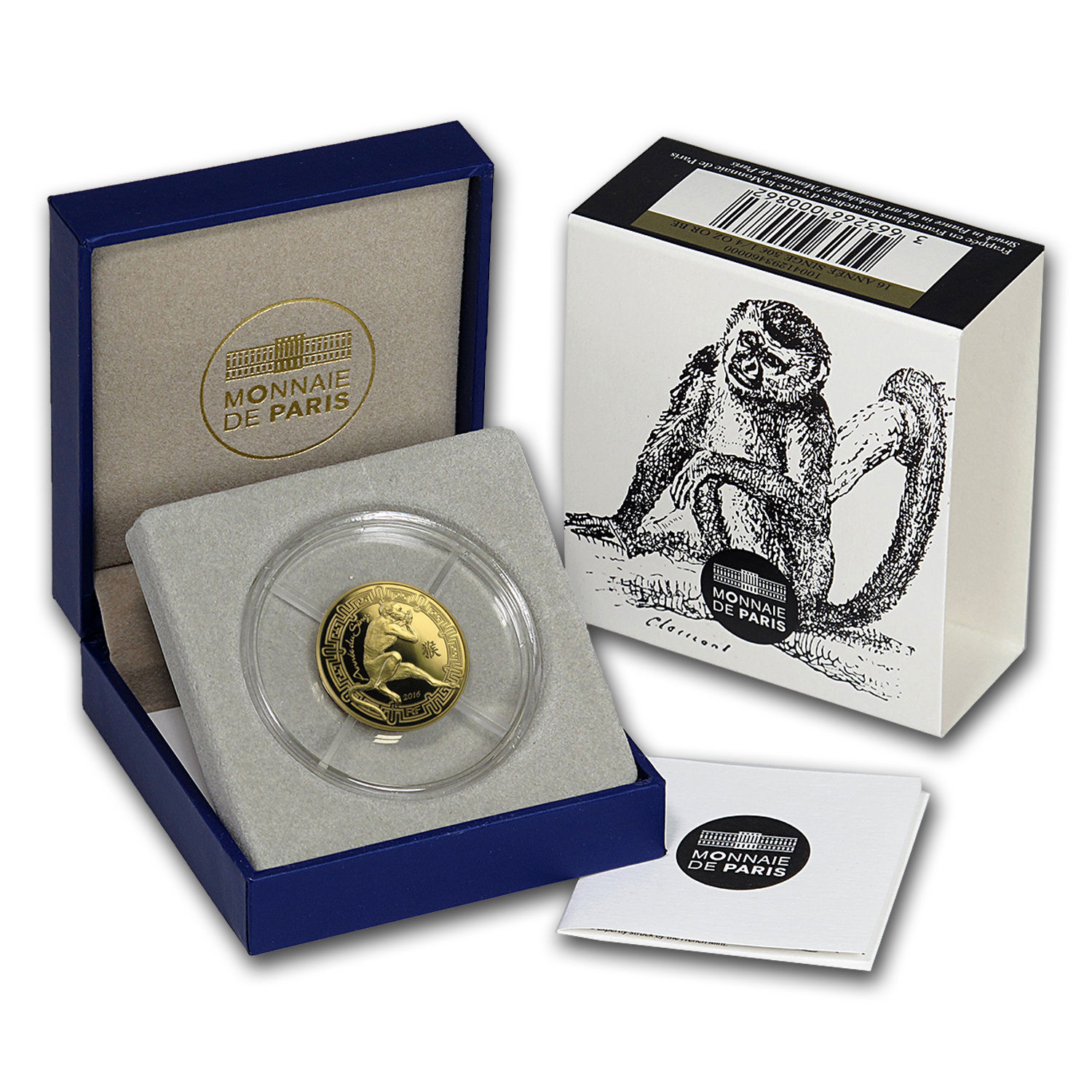 2016 France 1/4 oz Gold €50 Year of the Monkey Prf (Lunar Series) - SKU #93753