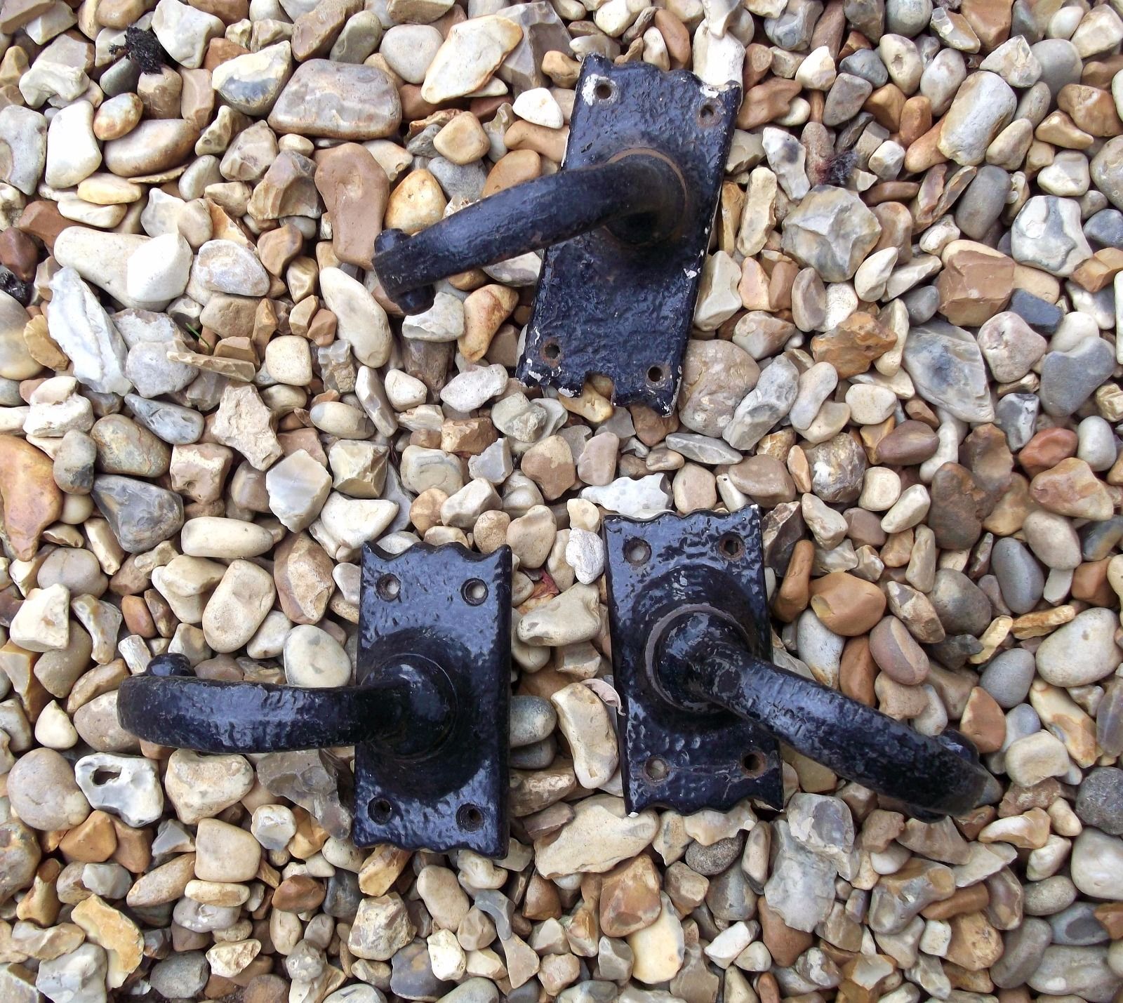 3 TRADITIONAL Vintage CAST  IRON handles - need TLC
