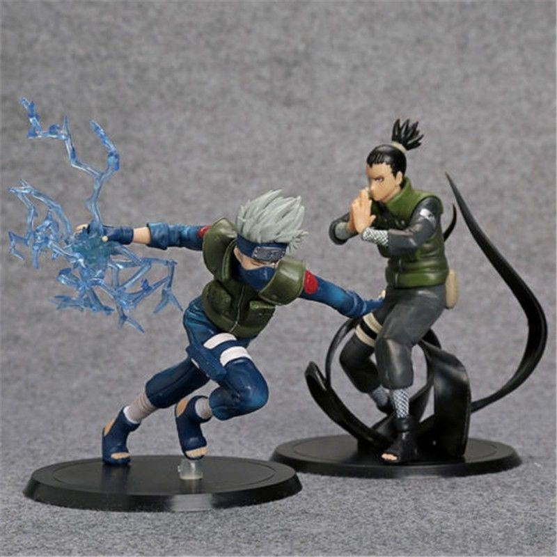 2pcs Set Anime Naruto Nara Shikamaru & Hatake Kakashi PVC Figures 16cm/6" No Box