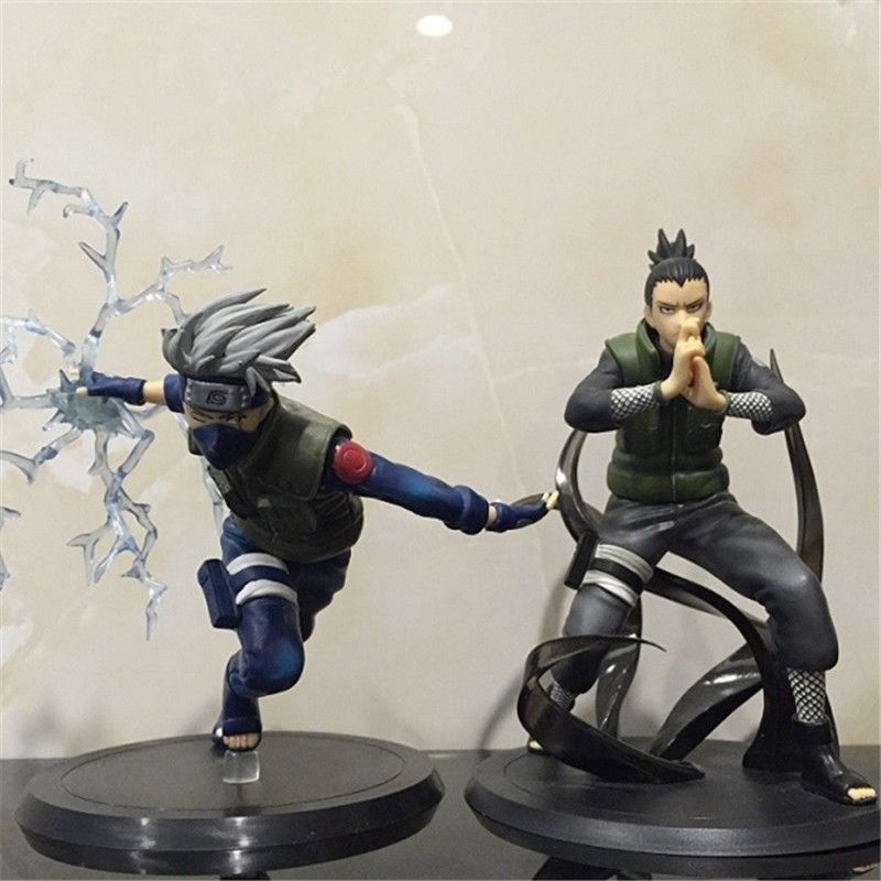 2pcs Set Anime Naruto Nara Shikamaru & Hatake Kakashi PVC Figures 16cm/6" No Box