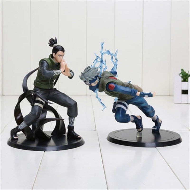 2pcs Set Anime Naruto Nara Shikamaru & Hatake Kakashi PVC Figures 16cm/6" No Box