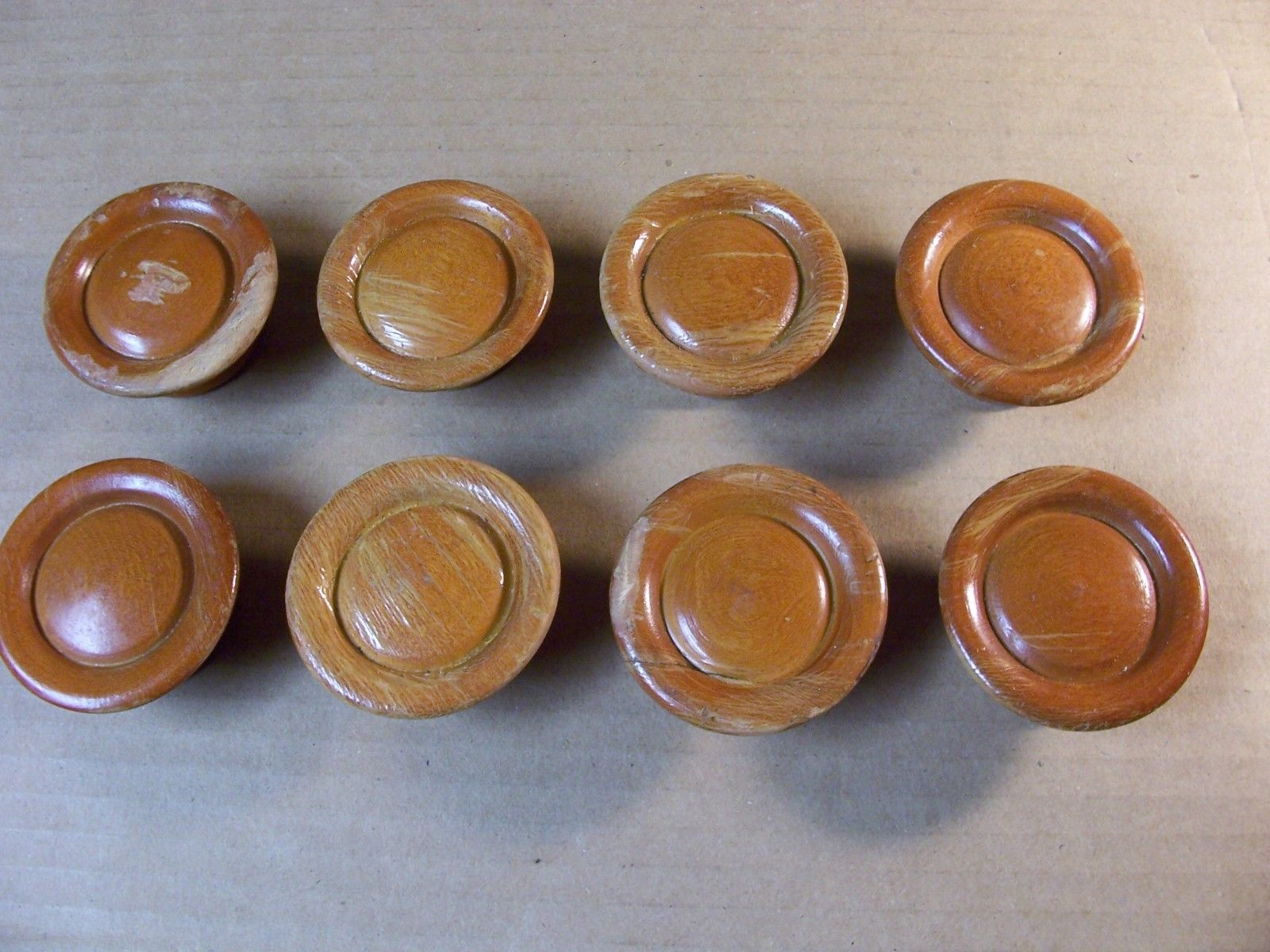 (8) ANTIQUE / VINTAGE WOODEN DRAWER PULLS / KNOBS -- ORIGINAL SCREWS INCLUDED