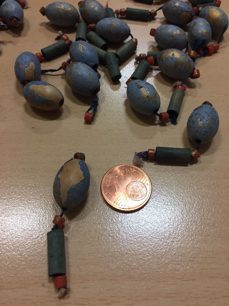 27 vintage 1920's Art Deco handpainted wooden beads