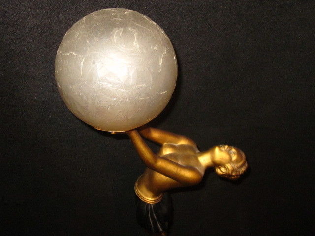 Art Deco Lady Lamp with Globe - Enrique Molins-Balleste