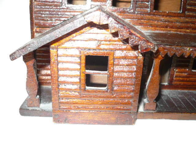 ANTIQUE 19TH CENTURY WOODEN MINIATURE COLONIAL HOUSE MODEL 9"