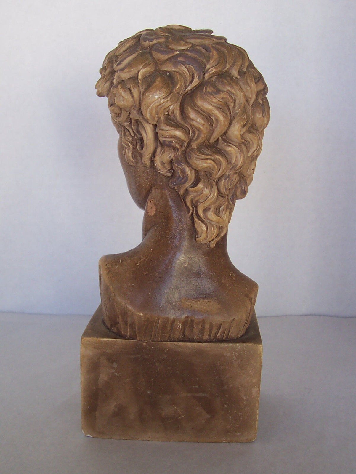 Antique Vintage Bust of Michelangelo's David ~ Male Head on Pedestal