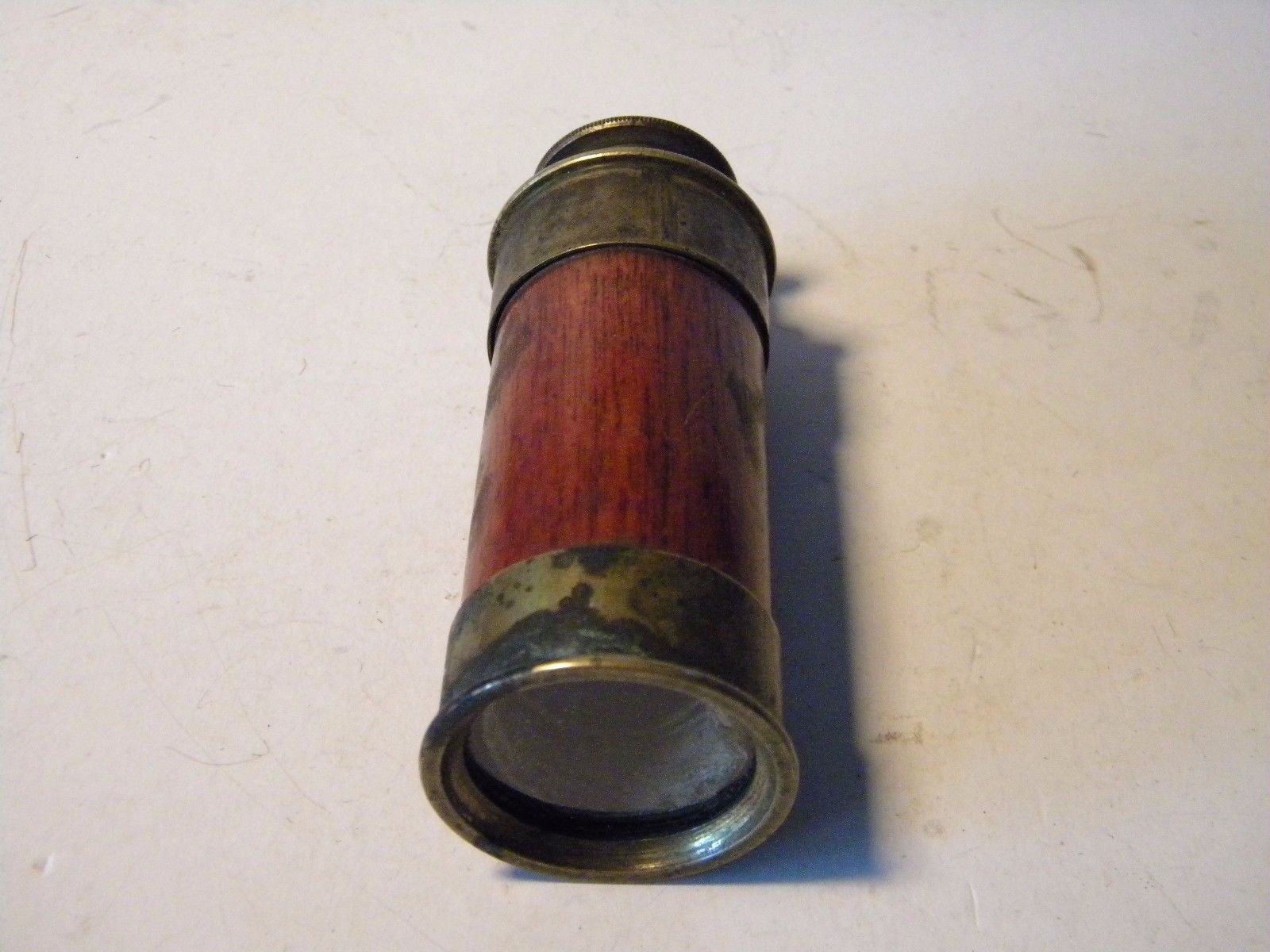 A Small Antique Brass & Mahogany Spyglass