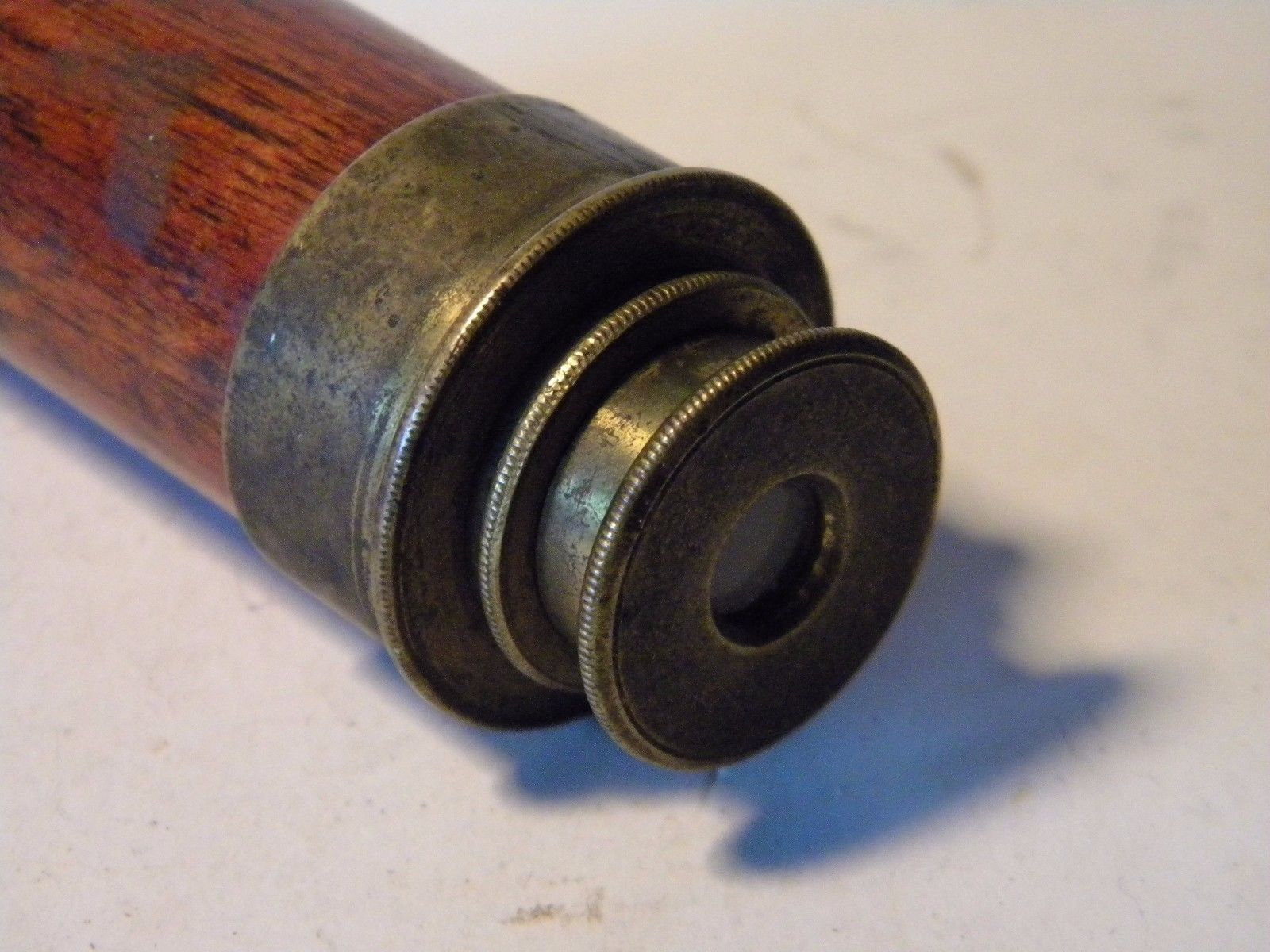 A Small Antique Brass & Mahogany Spyglass