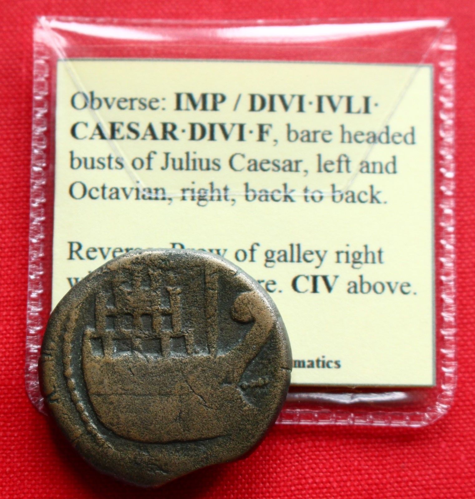 Octavian Julius Caesar AE Dupondius 19g 36BC Galley Gaul Roman Republic Coin