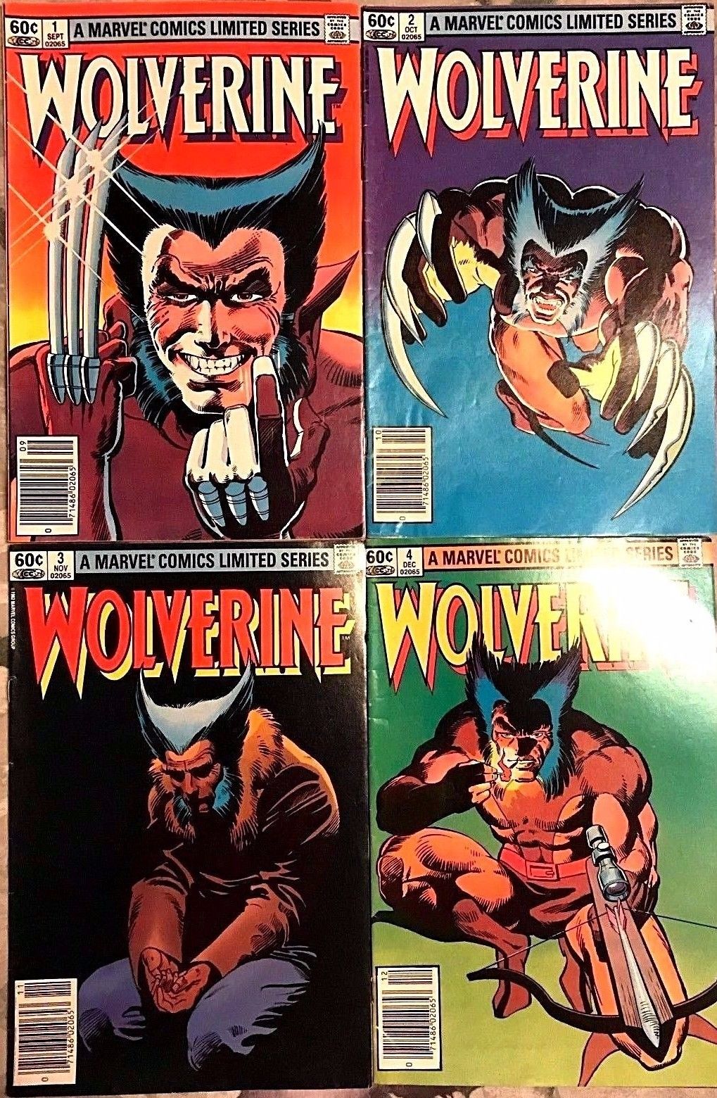 WOLVERINE#1-4 VF 1982 MINI SERIES FRANK MILLER MARVEL COMICS