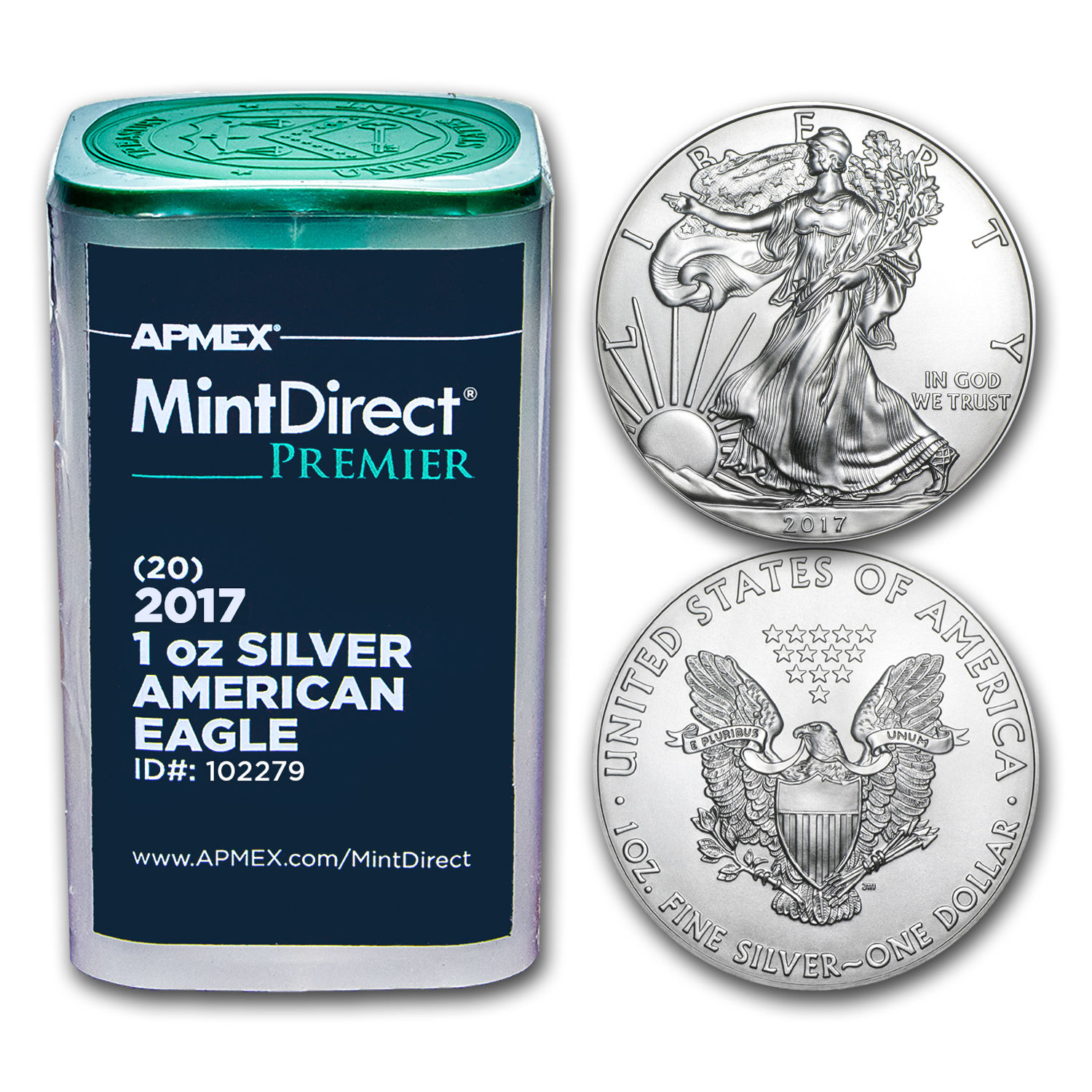 2017 1 oz Silver Eagles (20-Coin MintDirect® Premier Tube) - SKU #102279