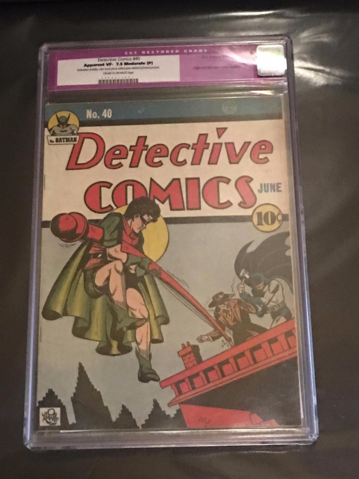 Detective Comics 40 CGC 7.5 VF- MP Batman 1st Joker Cover 1st Clayface DC 1940