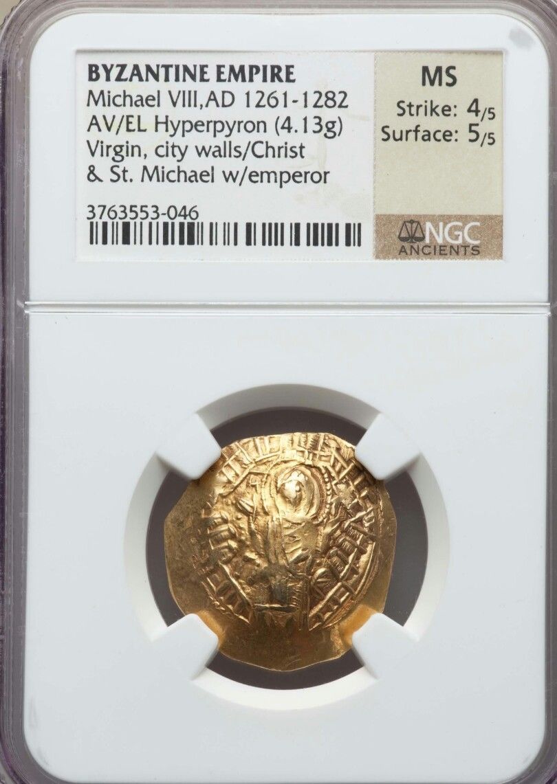 Byzantine Empire Michael VIII NGC MS 4/5 Ancient Gold Coin of St Michael