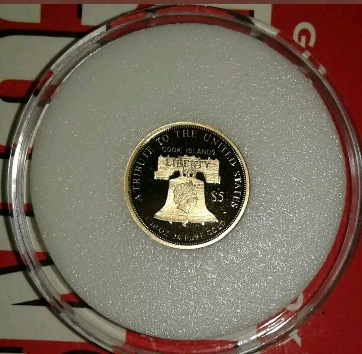 2017 Cook Island $5.00 1/10 oz .24 Pure Gold Statue Of Liberty Sealed Coin DMPL