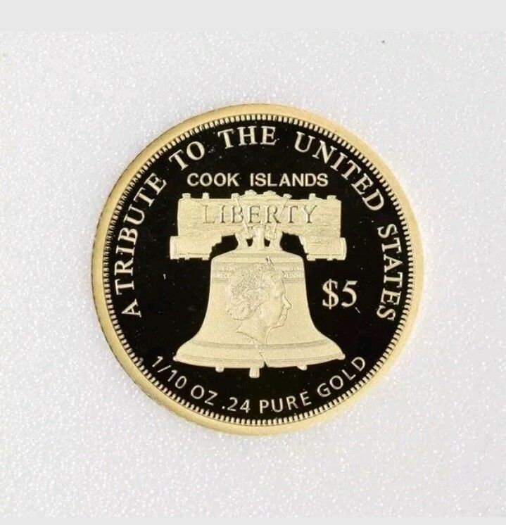 2017 Cook Island $5.00 1/10 oz .24 Pure Gold Statue Of Liberty Sealed Coin DMPL