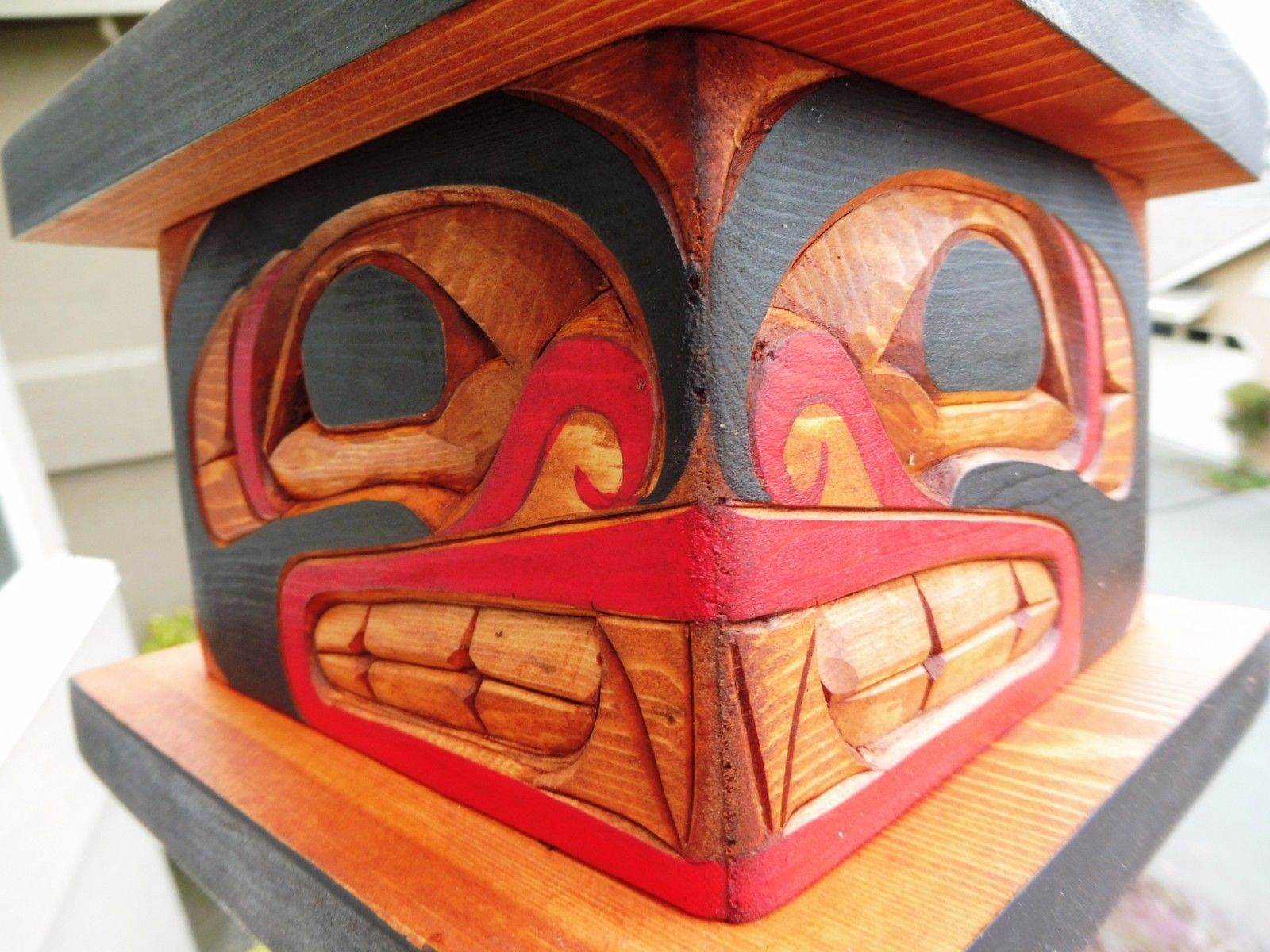 Northwest Coast First Nations native Art carved WHALE Box, carved on 4 sides!