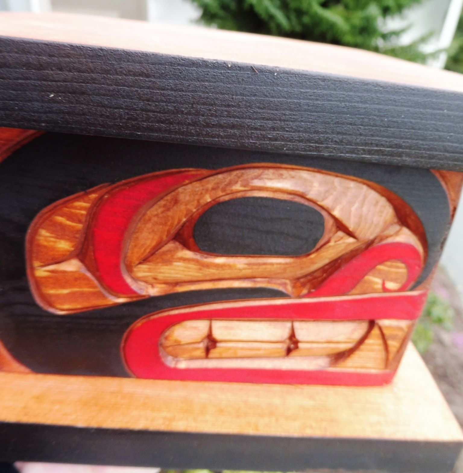 Northwest Coast First Nations native Art carved WHALE Box, carved on 4 sides!