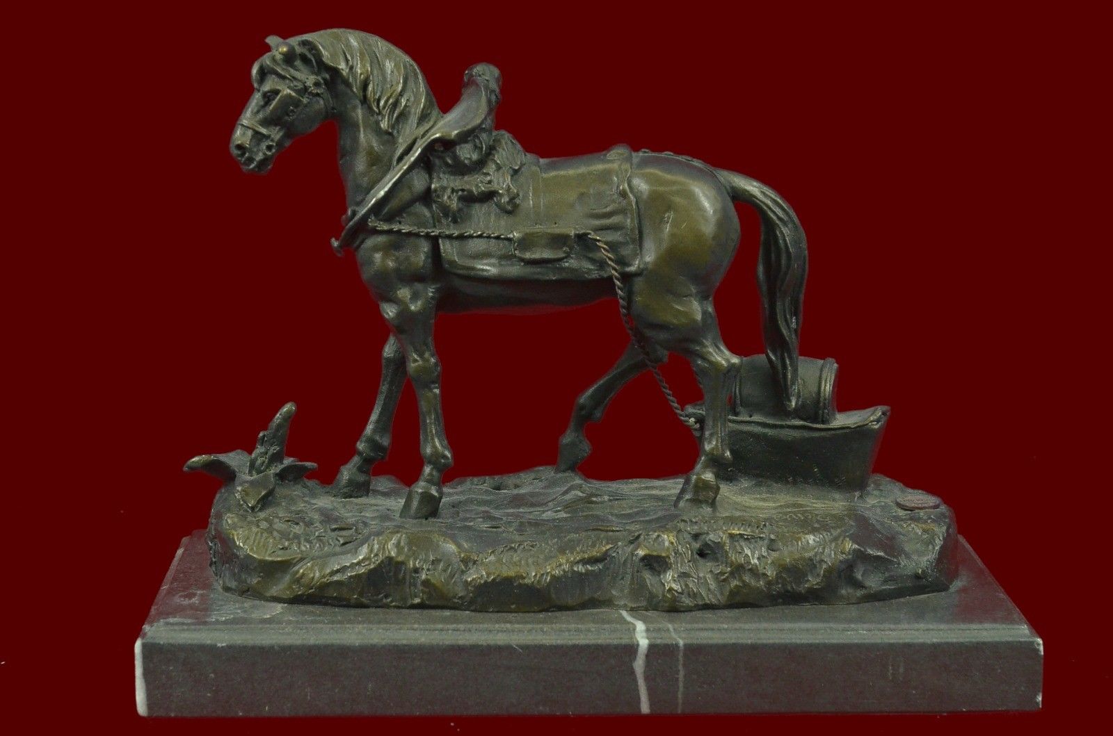 CLYDESDALE CARRIAGE HORSE LARGE SIZE ART DECO HOT CAST Bronze Sculpture Statue G