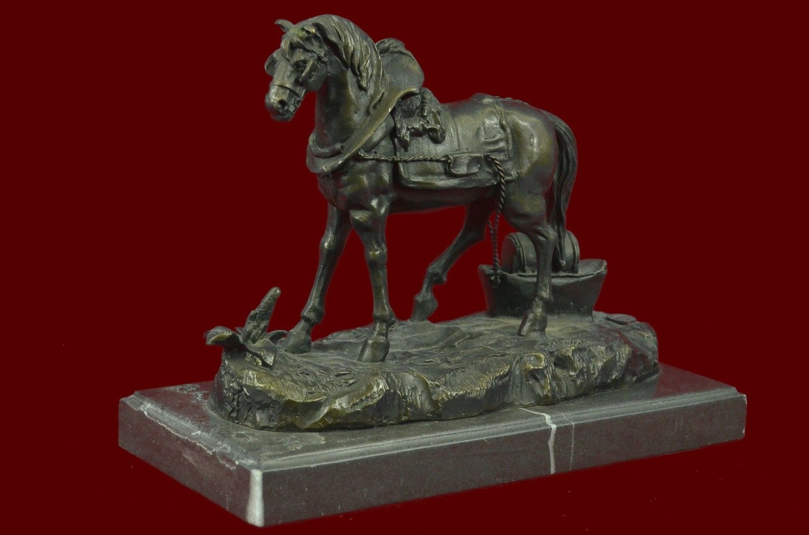 CLYDESDALE CARRIAGE HORSE LARGE SIZE ART DECO HOT CAST Bronze Sculpture Statue G