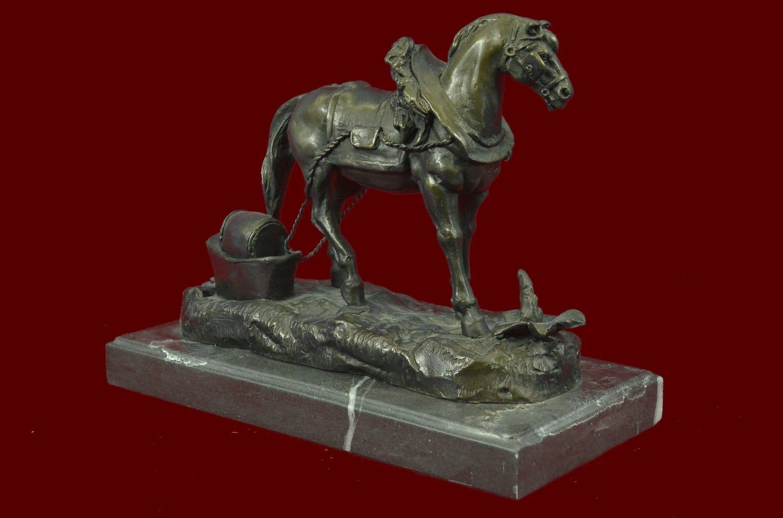 CLYDESDALE CARRIAGE HORSE LARGE SIZE ART DECO HOT CAST Bronze Sculpture Statue G